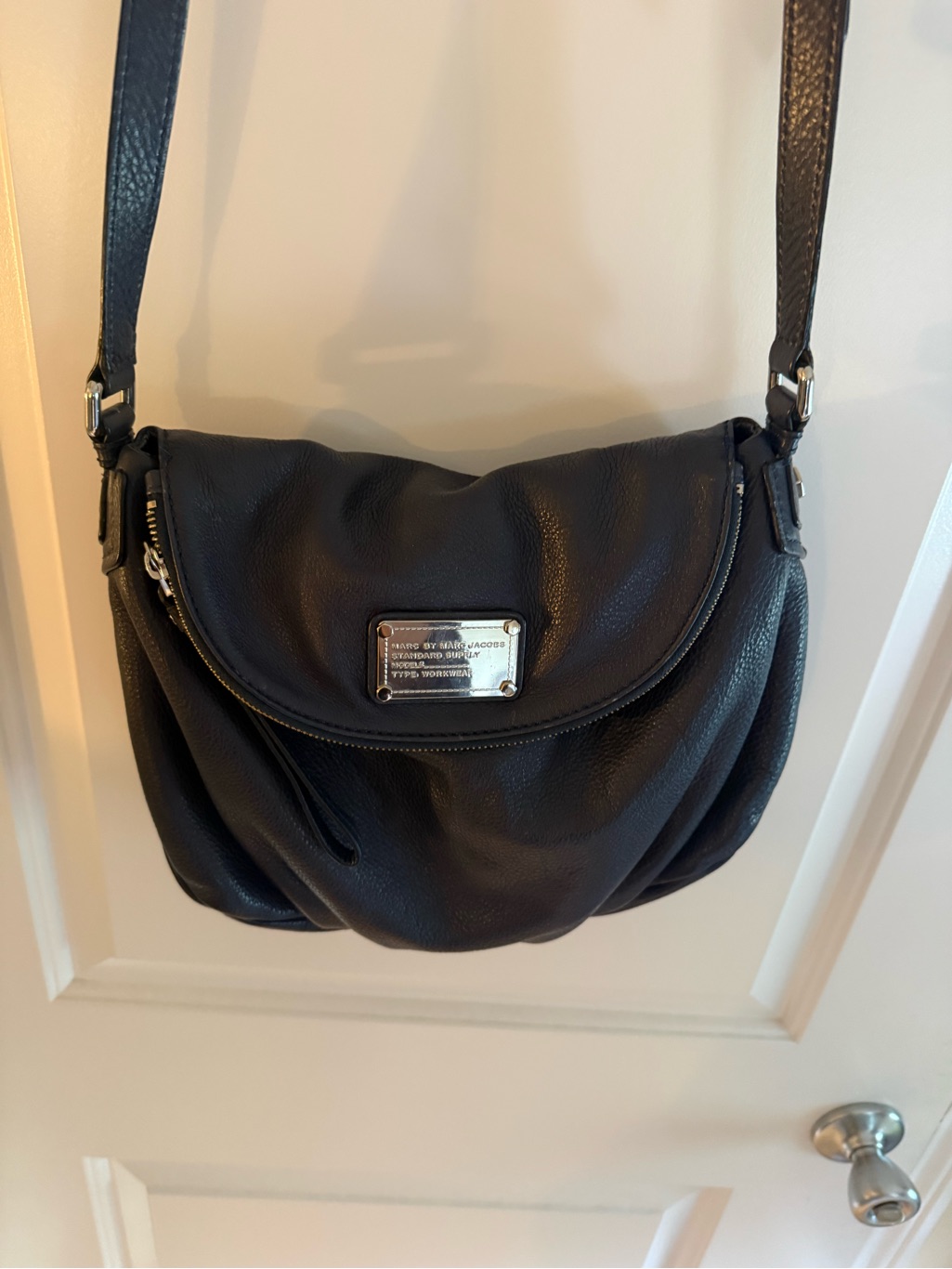 Marc Jacobs Navy Blue Pebbled Leather Crossbody Saddle Bag